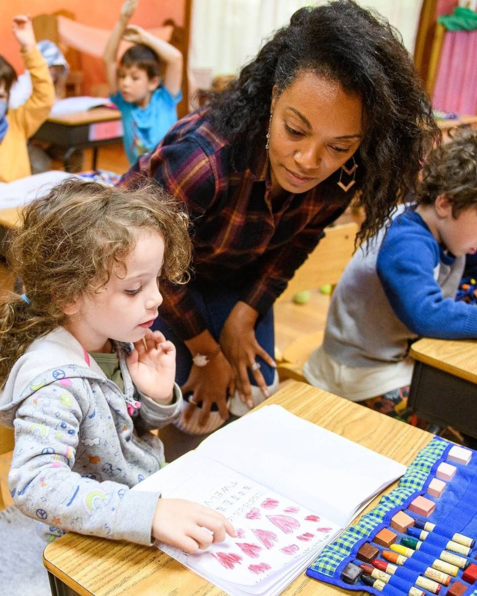 Waldorf teacher and student