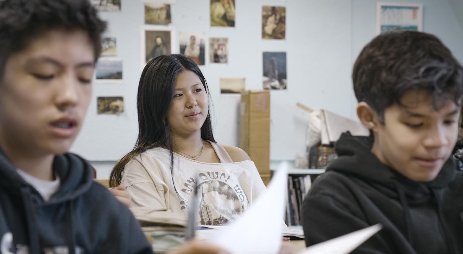 Middle school students in a Waldorf classroom