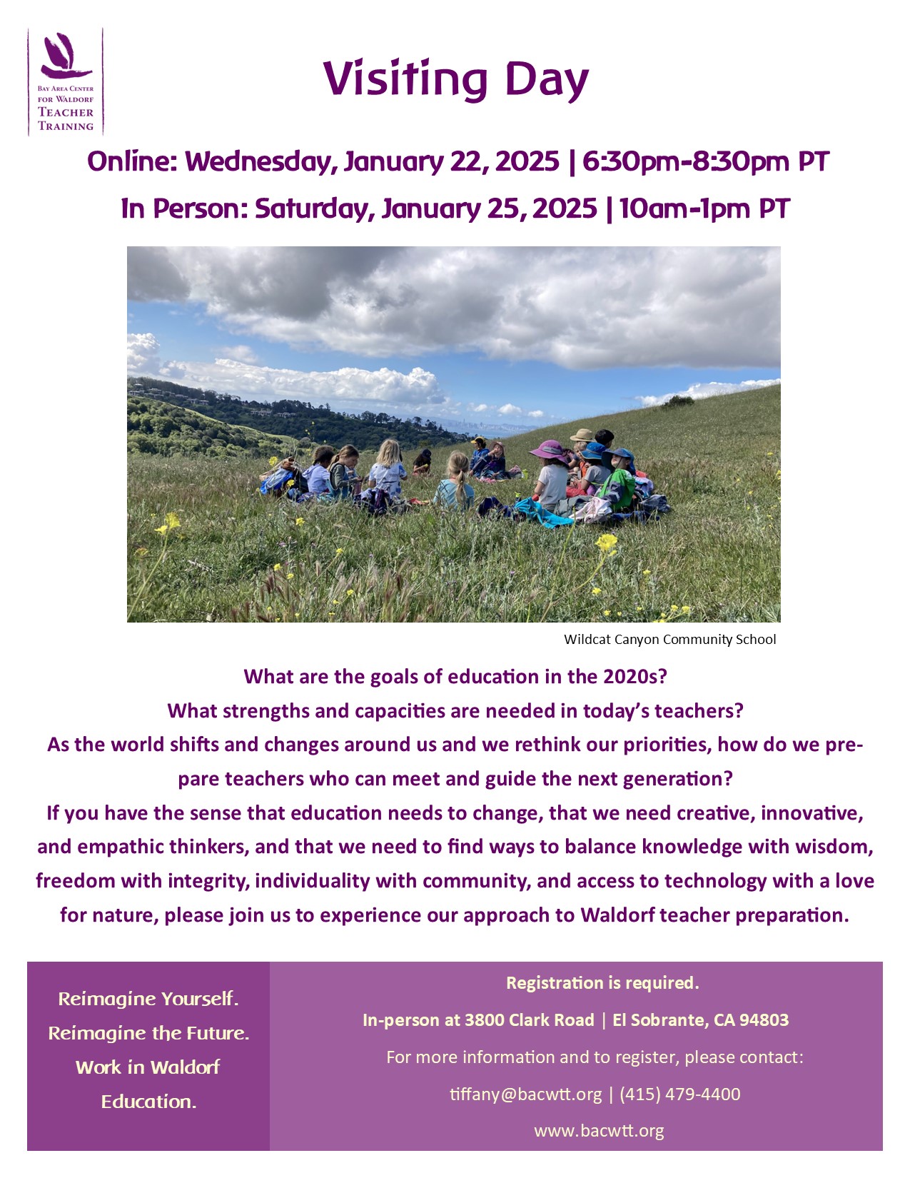 Bay Area Center for Waldorf Teacher Training in-Person Visiting Day